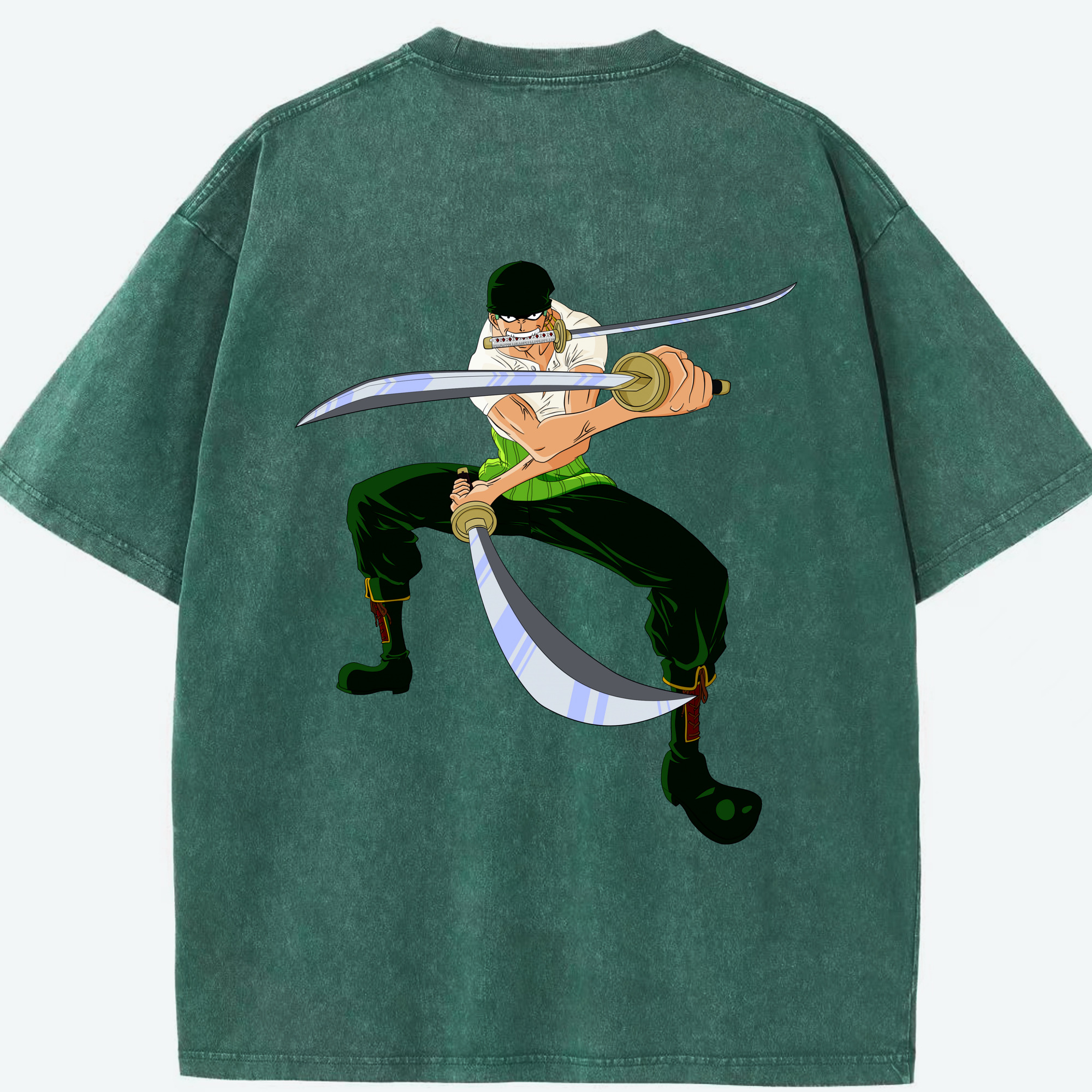 ワンピース ロロノア・ゾロ ONE PIECE Roronoa Zoro 綿100% ヴィンテージ風 半袖Tシャツ（背面プリント）
